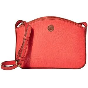 ANNE KLEIN Coral Pebbled Crossbody w/Gold Logo
